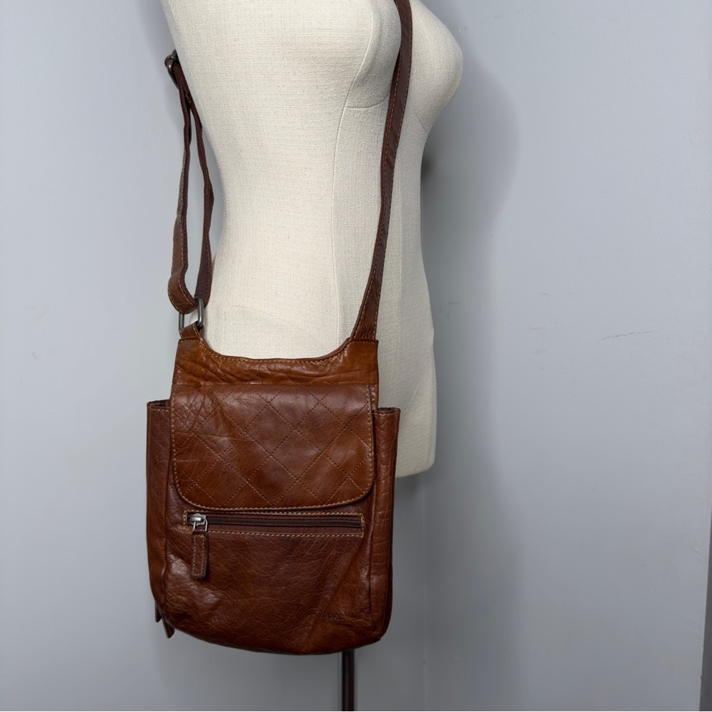 Jack Georges Cross Body Bag Brown Leather Bag Letterman Unisex Voyager Purse